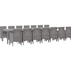 VIDAXL - Ensemble de salle à manger pour jardin 15 pcs gris clair