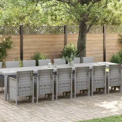 VIDAXL - Ensemble de salle à manger pour jardin 15 pcs gris clair