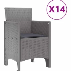 VIDAXL - Ensemble de salle à manger pour jardin 15 pcs gris clair