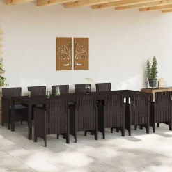 VIDAXL - Ensemble de salle à manger pour jardin avec coussin 11 pcs