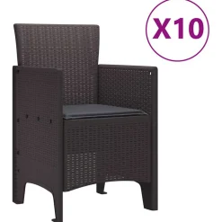 VIDAXL - Ensemble de salle à manger pour jardin avec coussin 11 pcs