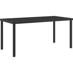 VIDAXL - Ensemble de salle à manger de jardin de 7 pièces avec coussins en rattan poly gris, table de jardin noire 160x80x73 cm en verre