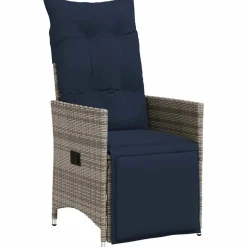 VIDAXL - Ensemble de salle à manger de jardin de 7 pièces avec coussins en rattan poly gris, table de jardin noire 160x80x73 cm en verre