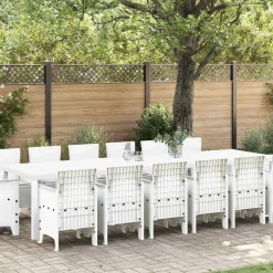 VIDAXL - Ensemble de salle à manger pour jardin 15 pcs blanc rattan polt