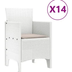 VIDAXL - Ensemble de salle à manger pour jardin 15 pcs blanc rattan polt