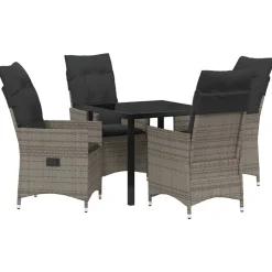 VIDAXL - Ensemble de salle à manger pour jardin 5 pcs gris poly rotin