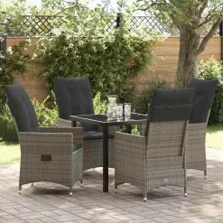 VIDAXL - Ensemble de salle à manger pour jardin 5 pcs gris poly rotin