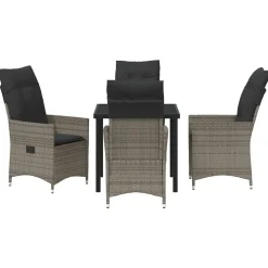VIDAXL - Ensemble de salle à manger pour jardin 5 pcs gris poly rotin