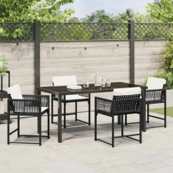 VIDAXL - Ensemble de salle à manger pour jardin 5 pcs noir polyrotin