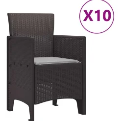 VIDAXL - Ensemble de salle à manger pour jardin avec coussin 11 pcs