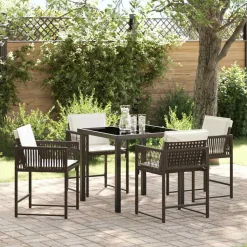 VIDAXL - Ensemble de salle à manger pour jardin 5 pcs marron polyrotin