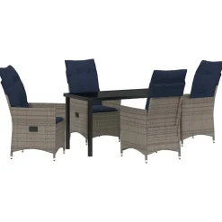 VIDAXL - Ensemble de salle à manger pour jardin 5 pcs gris polyrotin