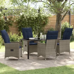 VIDAXL - Ensemble de salle à manger pour jardin 5 pcs gris polyrotin