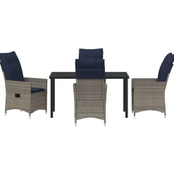 VIDAXL - Ensemble de salle à manger pour jardin 5 pcs gris polyrotin