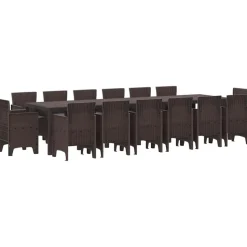 VIDAXL - Ensemble de salle à manger pour jardin 15 pcs marron