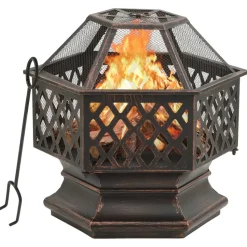 VIDAXL - Foyer rustique avec tisonnier 62x54x56 cm xxl acier
