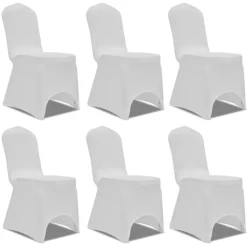 VIDAXL - Housse blanche extensible pour chaise 6 pièces