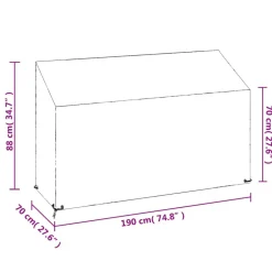 VIDAXL - Housse de banc de jardin 8 œillets 190x70x70/88 cm polyéthylène