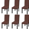 VIDAXL - Housse de chaise droite extensible 6 pcs marron