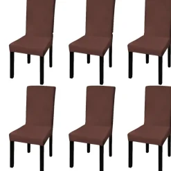 VIDAXL - Housse de chaise droite extensible 6 pcs marron