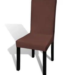 VIDAXL - Housse de chaise droite extensible 6 pcs marron