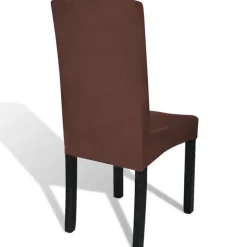 VIDAXL - Housse de chaise droite extensible 6 pcs marron