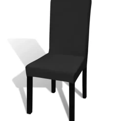 VIDAXL - Housse de chaise droite extensible 4 pcs noir