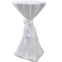 VIDAXL - Housse de table blanche avec ruban 70 cm 2 pièces