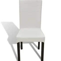 VIDAXL - Housses de chaise élastiques droites 6 pcs crème