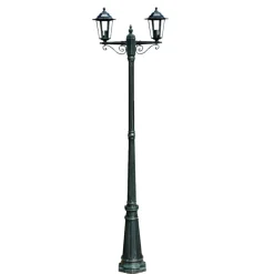 VIDAXL - Lampadaire de jardin 2 bras 215 cm vert foncé/noir aluminium