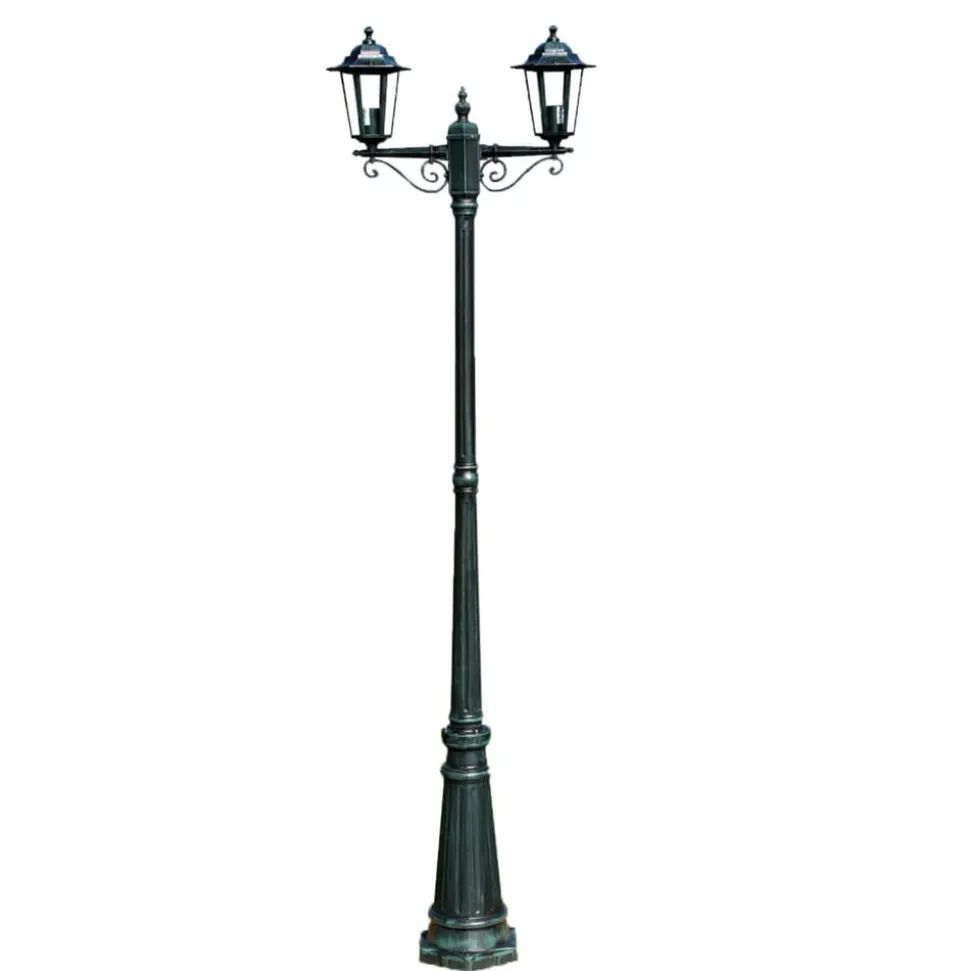 VIDAXL - Lampadaire de jardin 2 bras 215 cm vert foncé/noir aluminium