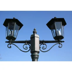 VIDAXL - Lampadaire de jardin 2 bras 215 cm vert foncé/noir aluminium