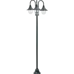 VIDAXL - Lampadaire de jardin e27 220cm aluminium 3 lanternes vert foncé