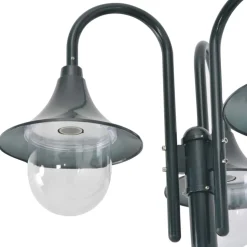 VIDAXL - Lampadaire de jardin e27 220cm aluminium 3 lanternes vert foncé