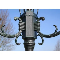 VIDAXL - Lampadaire de jardin 3 bras 230 cm vert foncé/noir aluminium
