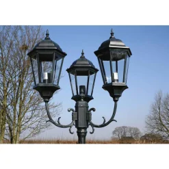 VIDAXL - Lampadaire de jardin 3 bras 230 cm vert foncé/noir aluminium