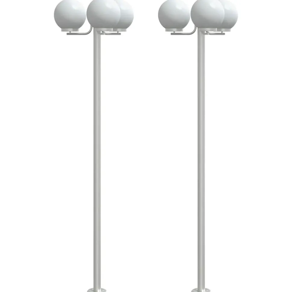 VIDAXL - Lampadaires d'extérieur 2 pcs argenté 215 cm acier inoxydable