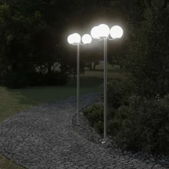 VIDAXL - Lampadaires d'extérieur 2 pcs argenté 215 cm acier inoxydable