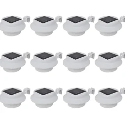 VIDAXL - Lampes solaire à led d'extérieur pour clôture 12 pcs blanc