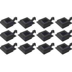 VIDAXL - Lampes solaires à led carrées d'extérieur 12 pcs 12 cm noir