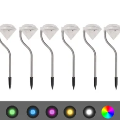 VIDAXL - Lumière led solaire de jardin 6 pcs 9x7,8x29,5 cm