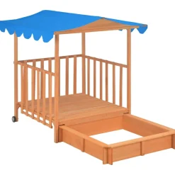 VIDAXL - Maison de jeu d'enfants et bac à sable bois de sapin bleu uv50
