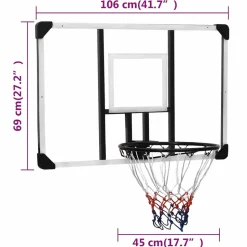 VIDAXL - Panneau de basket-ball transparent 106x69x3 cm polycarbonate