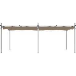 VIDAXL - Pergola avec toit rétractable taupe 589x292x230 cm