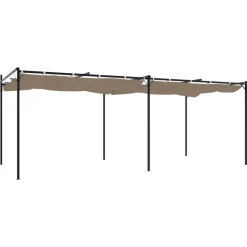 VIDAXL - Pergola avec toit rétractable taupe 589x292x230 cm