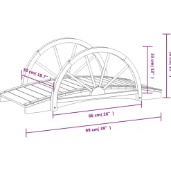 VIDAXL - Pont de jardin avec demi-roue 99x50x38 cm bois de sapin massif