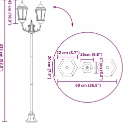VIDAXL - Poteau de lumière de jardin bronze aluminium, verre