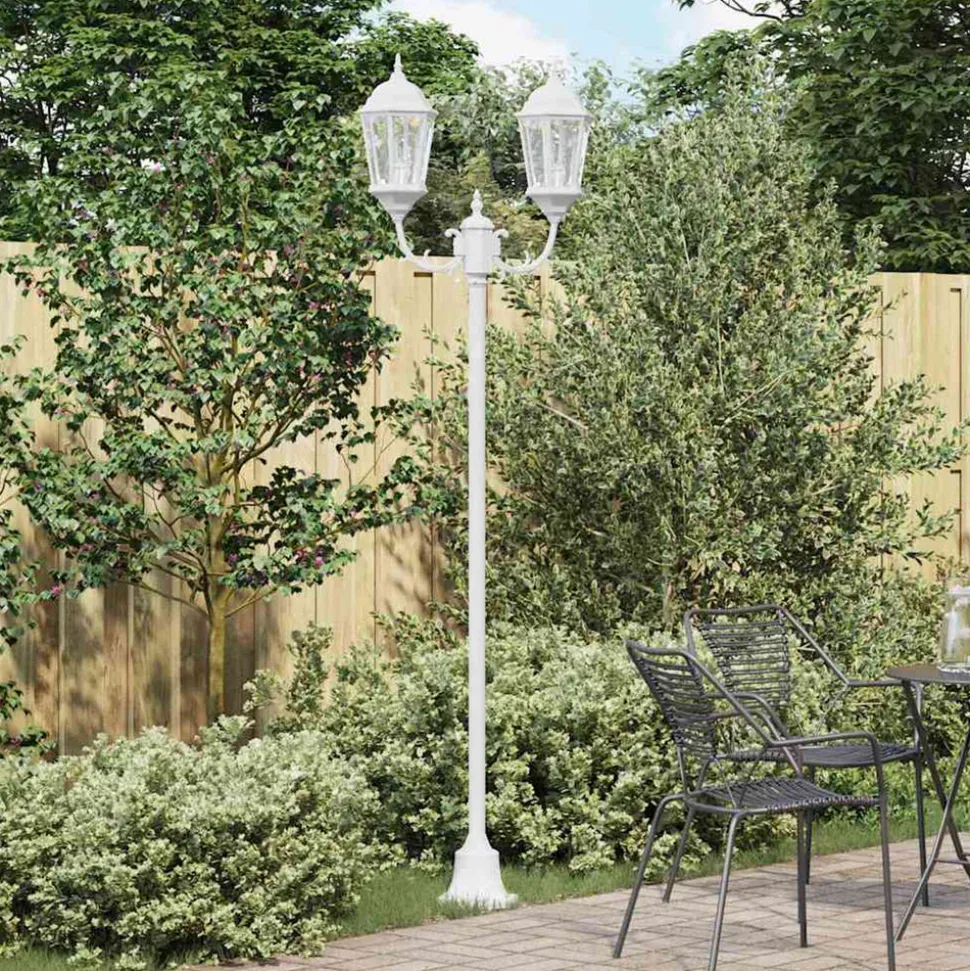 VIDAXL - Poteau de lumière de jardin blanc aluminium, verre