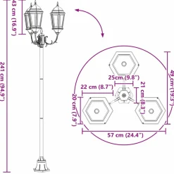 VIDAXL - Poteau de lumière de jardin blanc aluminium, verre
