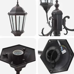 VIDAXL - Poteau de lumière de jardin bronze aluminium, verre